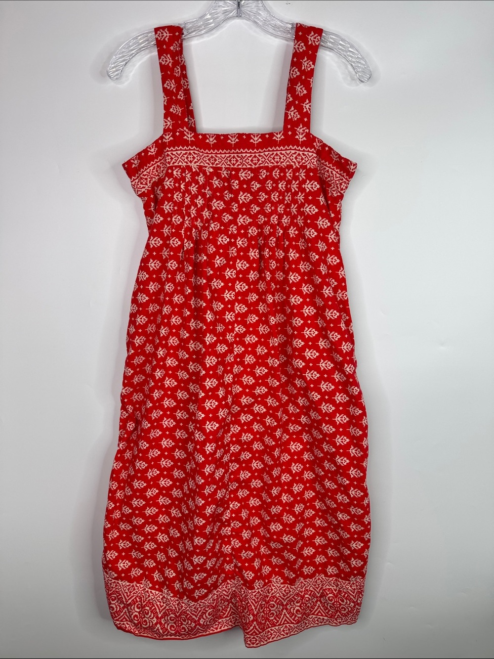 Vintage Romona Rull Red Tank Cotton Dress Pockets Size Medium 70s
